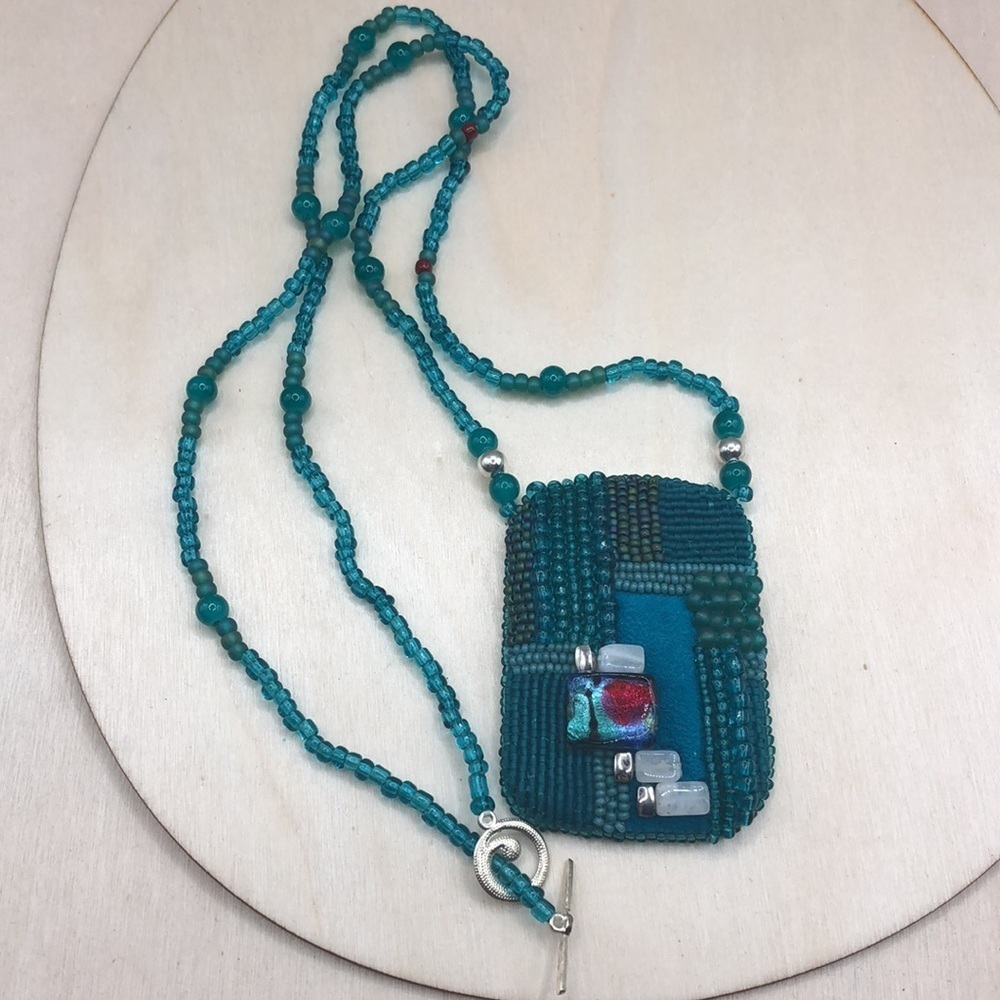 Artisan handcrafted folk art rustic boho necklace-one of a kind.
